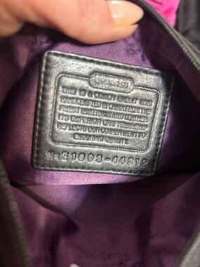 Coach Purple Satin Cosmetic Pouch with Leather Creed Patch